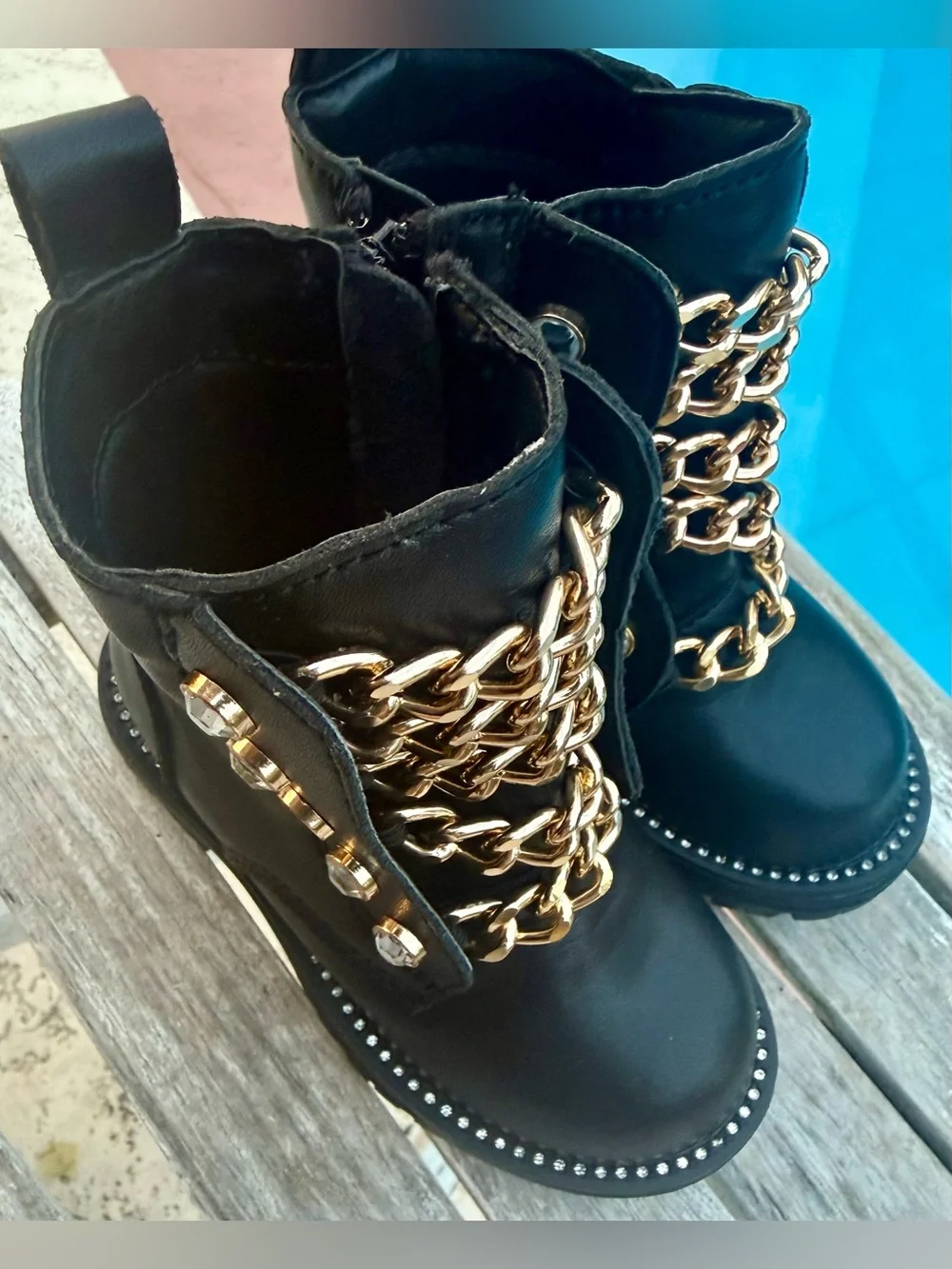 Kurt Geiger London Junior Bax Black Leather Ankle Boots Lil’Girls 5 MSRP $79~NEW